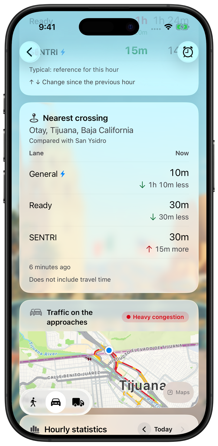 Nearest compatible crossing comparison in the Garitas iPhone detail view.